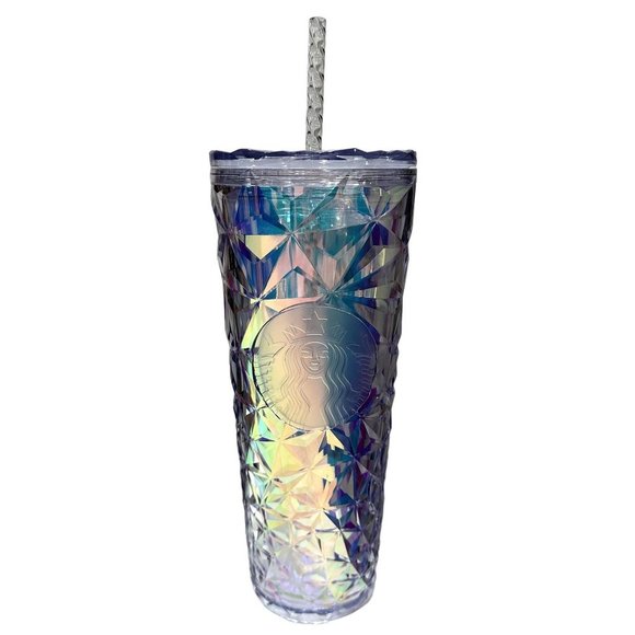 Starbucks Holiday 2023 Iridescent Clear Diamond Prism Crystal Venti Tumbler - Picture 1 of 6